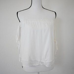 Splendid White Crosshatch Off The Shoulder - Size XSmall